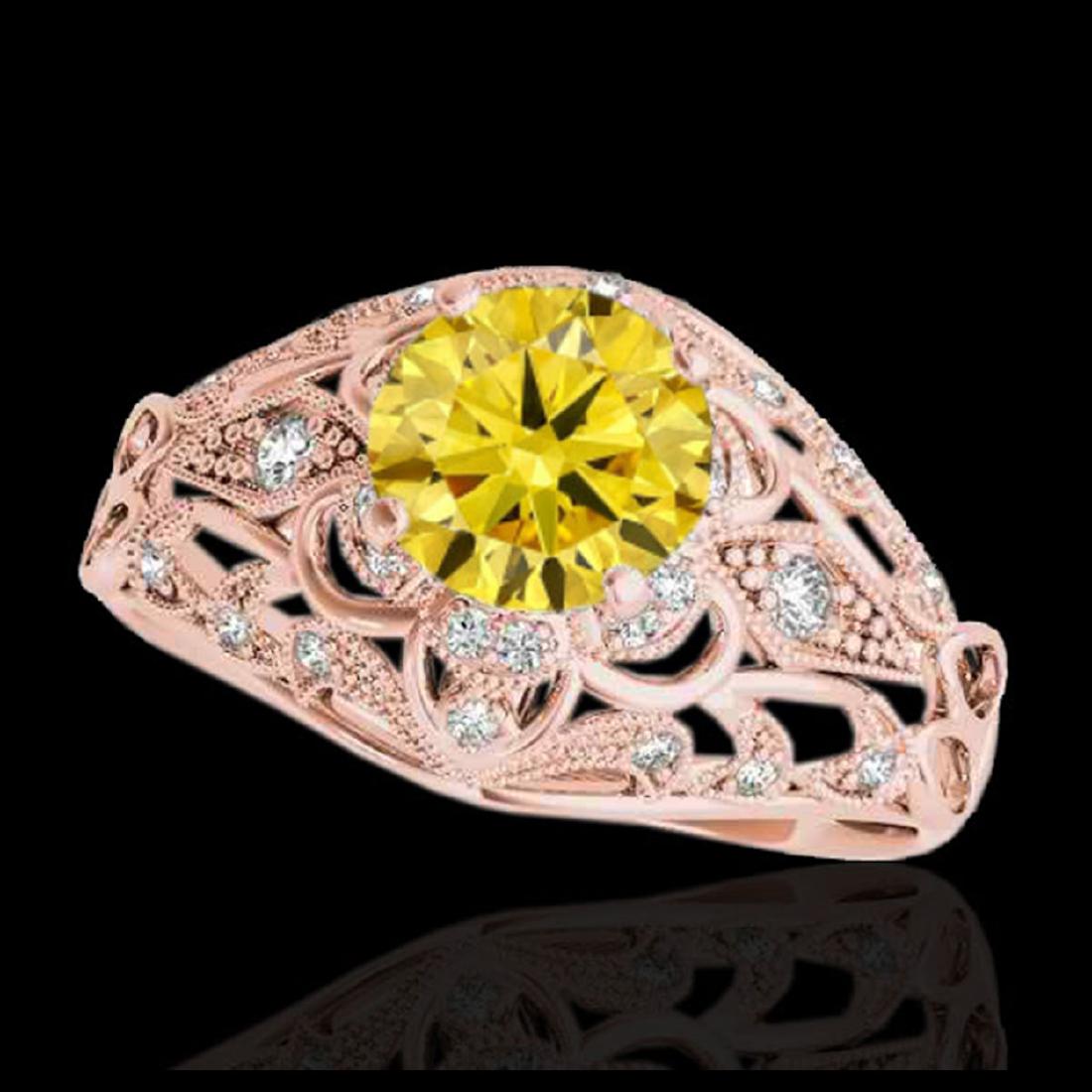 1.36 ctw SI Intense Yellow Diamond Ring 10K Rose Gold -: REF-129V5Y - SKU:34719 ---- 1.36 ctw SI Intense Yellow Diamond Ring 10K Rose Gold Designer Brand Luxury Jewelry, made in the USA Suggested Retail Price: $11,400 Factory offers perfect factory sizing, 