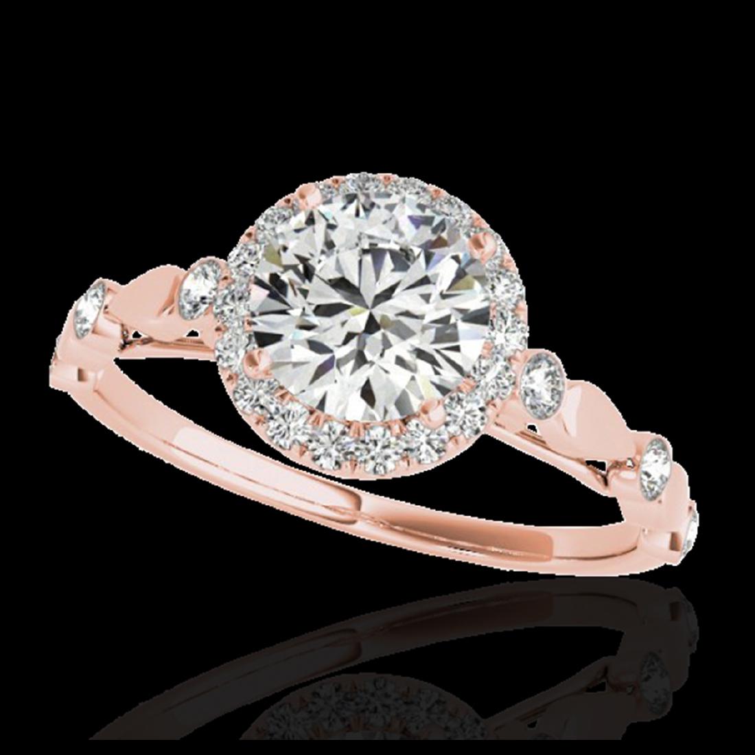1.25 ctw H-SI/I Diamond Solitaire Halo Ring 10K Rose: REF-120X2R - SKU:33617 ---- 1.25 ctw H-SI/I Diamond Solitaire Halo Ring 10K Rose Gold Designer Brand Luxury Jewelry, made in the USA Suggested Retail Price: $8,800 Factory offers perfect factory sizin