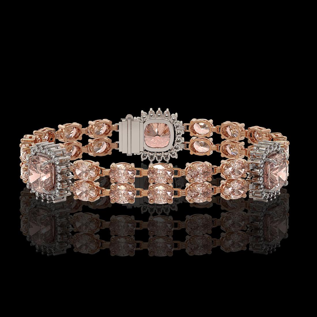 18.59 ctw Morganite & Diamond Bracelet 14K Rose Gold -: REF-331R8K - SKU:44751 ---- 18.59 ctw Morganite & Diamond Bracelet 14K Rose Gold Designer Brand Luxury Jewelry, made in the USA Suggested Retail Price: $18,250 Factory offers perfect factory sizing, f