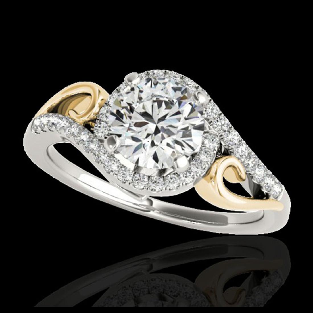 1.25 ctw H-SI/I Diamond Solitaire Halo Ring 10K White &: REF-116W6H - SKU:34170 ---- 1.25 ctw H-SI/I Diamond Solitaire Halo Ring 10K White & Yellow Gold Designer Brand Luxury Jewelry, made in the USA Suggested Retail Price: $8,550 Factory offers perfect fac