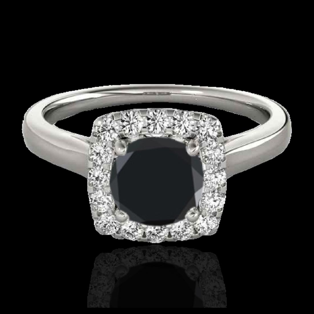 1.37 ctw VS Black Diamond Solitaire Halo Ring 10K White: REF-51H2M - SKU:33412 ---- 1.37 ctw VS Black Diamond Solitaire Halo Ring 10K White Gold Designer Brand Luxury Jewelry, made in the USA Suggested Retail Price: $4,150 Factory offers perfect factory siz