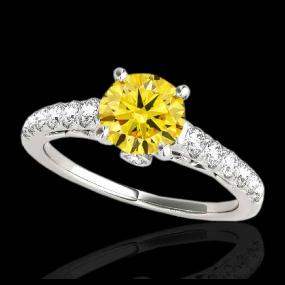 1.75 ctw SI/I Fancy Intense Yellow Diamond Ring 10K: REF-231V8Y - SKU:34995 ---- 1.75 ctw SI/I Fancy Intense Yellow Diamond Ring 10K White Gold Designer Brand Luxury Jewelry, made in the USA Suggested Retail Price: $20,400 Factory offers perfect factory