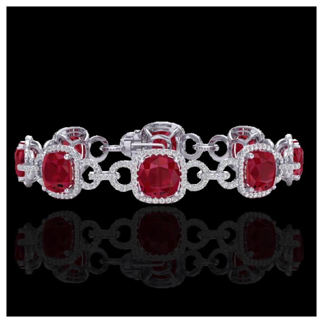 25 ctw Ruby & VS/SI Diamond Bracelet 14K White Gold -: REF-457M3F - SKU:23028 ---- 25 ctw Ruby & VS/SI Diamond Bracelet 14K White Gold Designer Brand Luxury Jewelry, made in the USA Suggested Retail Price: $32,700 Factory offers perfect factory sizing, fo