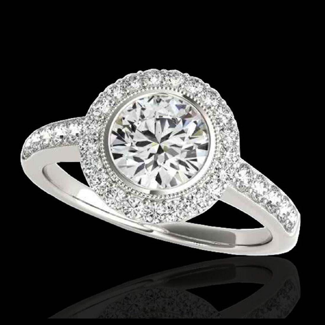 1.50 ctw H-SI/I Diamond Solitaire Halo Ring 10K White: REF-218V2Y - SKU:34441 ---- 1.50 ctw H-SI/I Diamond Solitaire Halo Ring 10K White Gold Designer Brand Luxury Jewelry, made in the USA Suggested Retail Price: $16,000 Factory offers perfect factory siz