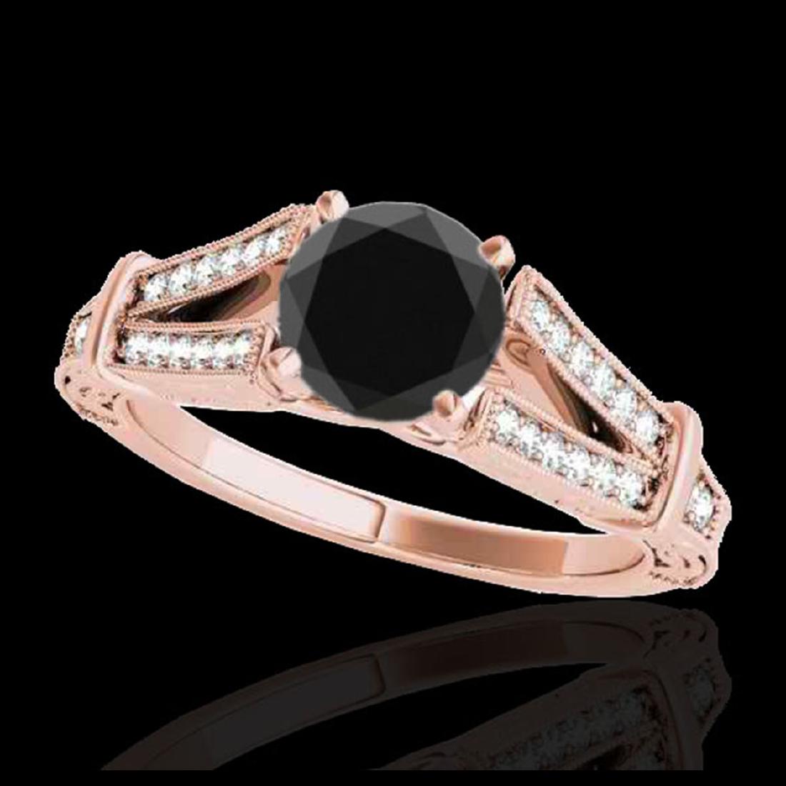 1.25 ctw VS Black Diamond Solitaire Ring 10K Rose Gold: REF-48Y5X - SKU:34661 ---- 1.25 ctw VS Black Diamond Solitaire Ring 10K Rose Gold Designer Brand Luxury Jewelry, made in the USA Suggested Retail Price: $3,900 Factory offers perfect factory sizing, f