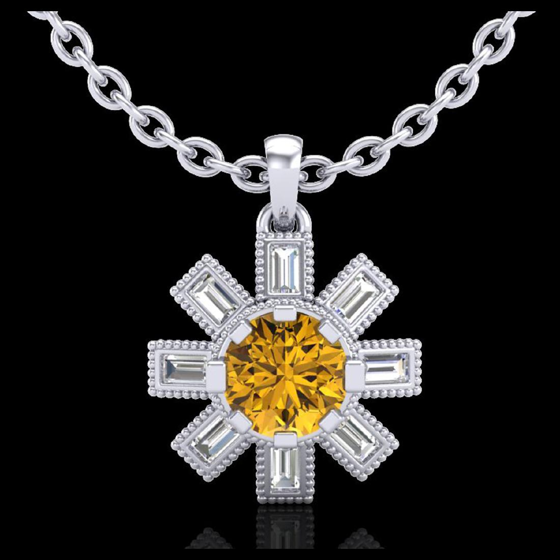 1.33 ctw Intense Fancy Yellow Diamond Art Deco Necklace: REF-216F4N - SKU:37875 ---- 1.33 ctw Intense Fancy Yellow Diamond Art Deco Necklace 18K White Gold Designer Brand Luxury Jewelry, made in the USA Suggested Retail Price: $14,300 Factory offers perfect