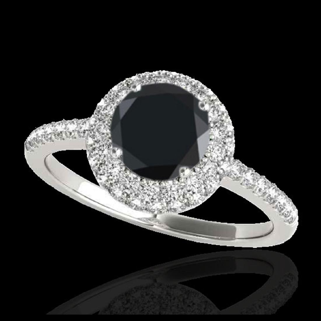 2.15 ctw VS Black Diamond Solitaire Halo Ring 10K White: REF-65N4A - SKU:33682 ---- 2.15 ctw VS Black Diamond Solitaire Halo Ring 10K White Gold Designer Brand Luxury Jewelry, made in the USA Suggested Retail Price: $5,250 Factory offers perfect factory siz