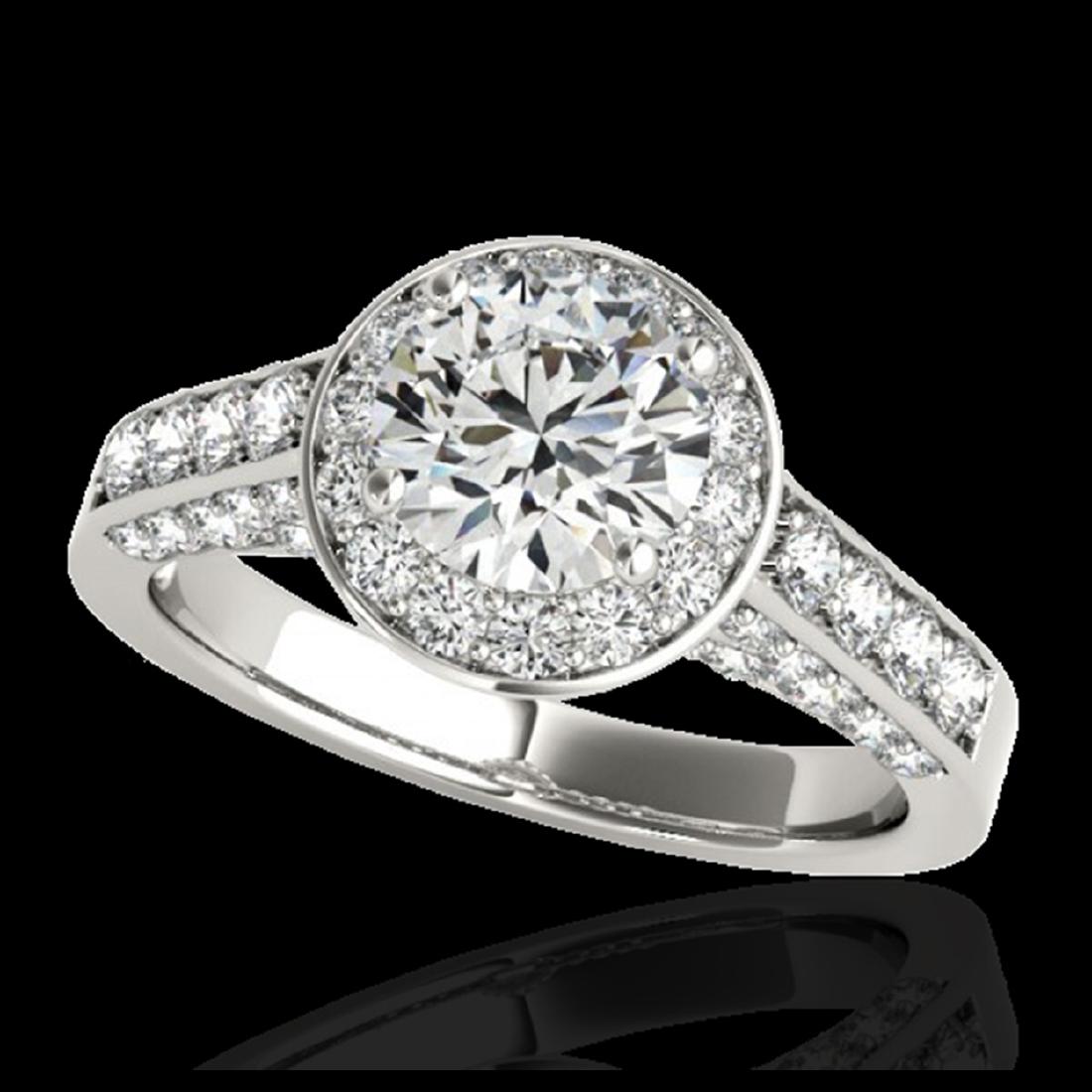 1.80 ctw H-SI/I Diamond Solitaire Halo Ring 10K White: REF-218H2M - SKU:34042 ---- 1.80 ctw H-SI/I Diamond Solitaire Halo Ring 10K White Gold Designer Brand Luxury Jewelry, made in the USA Suggested Retail Price: $17,600 Factory offers perfect factory siz