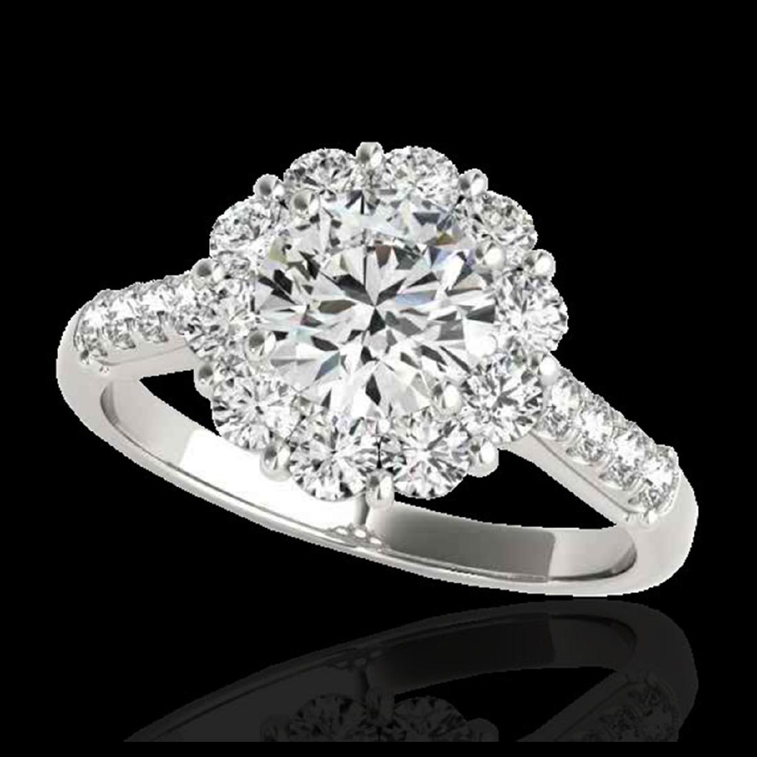 2.75 ctw H-SI/I Diamond Solitaire Halo Ring 10K White: REF-353X2R - SKU:33427 ---- 2.75 ctw H-SI/I Diamond Solitaire Halo Ring 10K White Gold Designer Brand Luxury Jewelry, made in the USA Suggested Retail Price: $25,900 Factory offers perfect factory siz