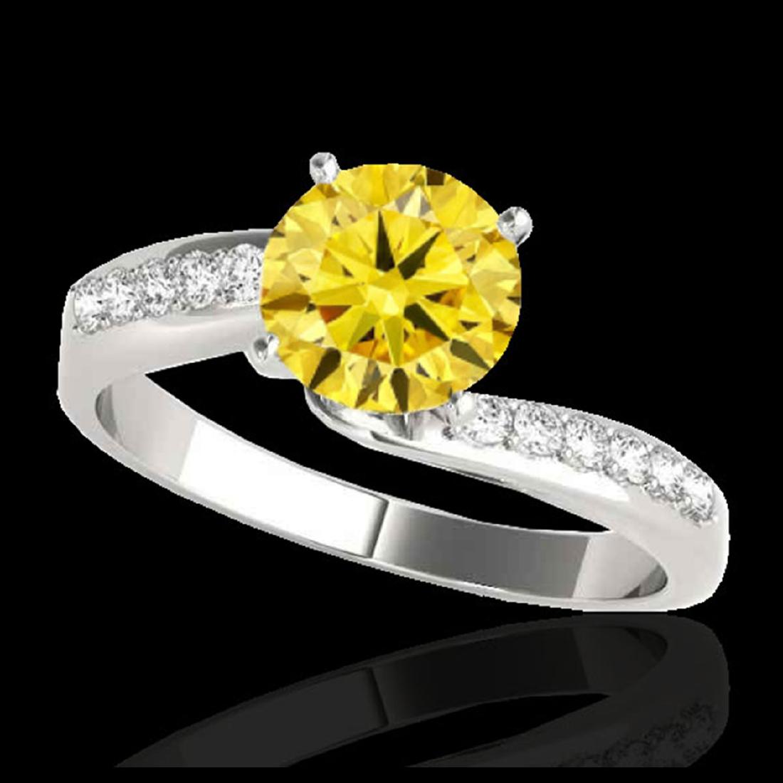 1.15 ctw SI Intense Yellow Diamond Bypass Ring 10K: REF-184M3F - SKU:35070 ---- 1.15 ctw SI Intense Yellow Diamond Bypass Ring 10K White Gold Designer Brand Luxury Jewelry, made in the USA Suggested Retail Price: $16,200 Factory offers perfect factory 