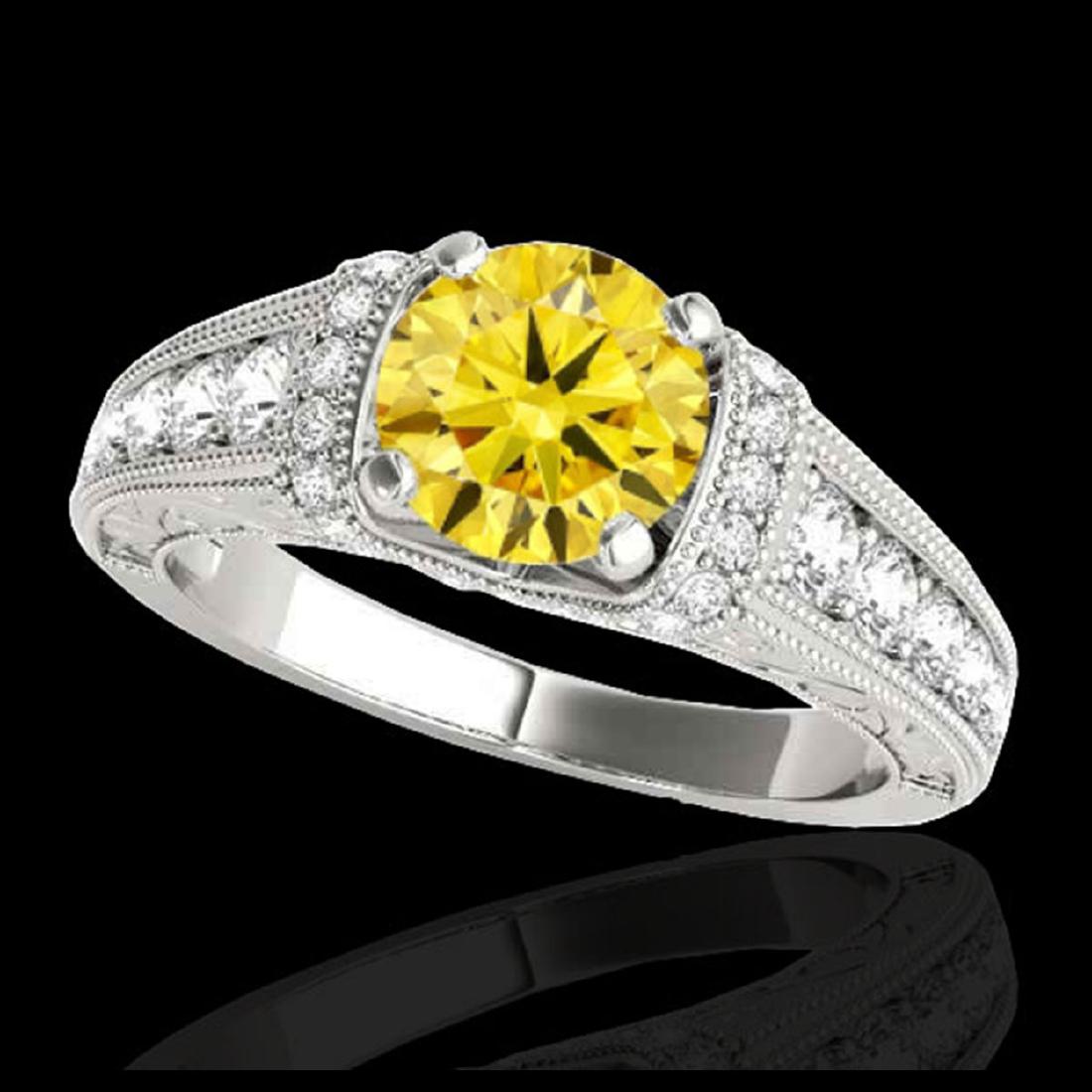 1.75 ctw SI Intense Yellow Diamond Ring 10K White Gold: REF-231X8R - SKU:34790 ---- 1.75 ctw SI Intense Yellow Diamond Ring 10K White Gold Designer Brand Luxury Jewelry, made in the USA Suggested Retail Price: $20,400 Factory offers perfect factory sizing,