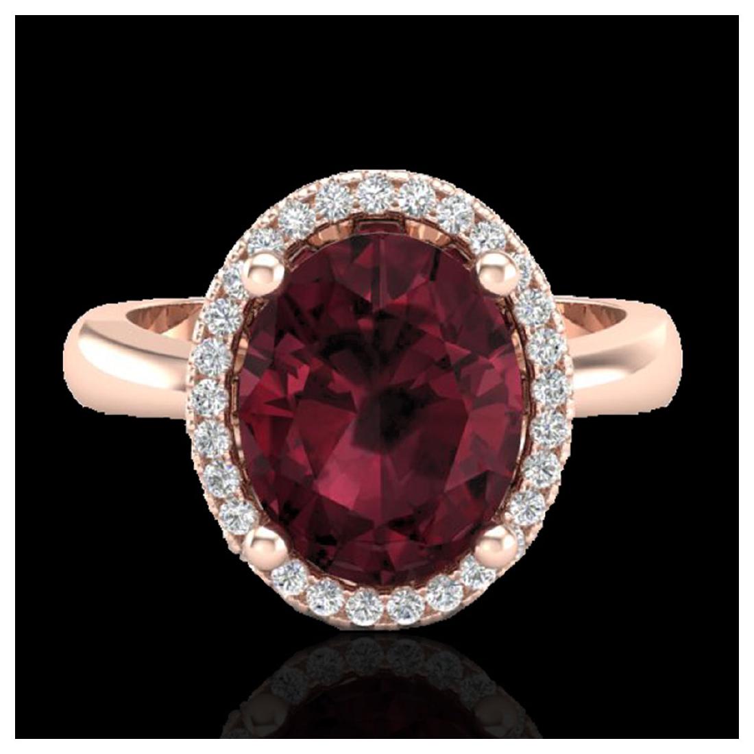 2.50 ctw Garnet And VS/SI Diamond Ring 14K Rose Gold -: REF-38H9M - SKU:21105 ---- 2.50 ctw Garnet And VS/SI Diamond Ring 14K Rose Gold Designer Brand Luxury Jewelry, made in the USA Suggested Retail Price: $2,350 Factory offers perfect factory sizing, for