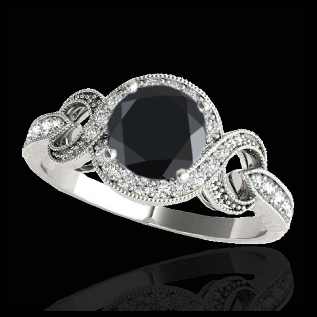 1.33 ctw VS Black Diamond Solitaire Halo Ring 10K White: REF-45H3M - SKU:33808 ---- 1.33 ctw VS Black Diamond Solitaire Halo Ring 10K White Gold Designer Brand Luxury Jewelry, made in the USA Suggested Retail Price: $3,650 Factory offers perfect factory siz