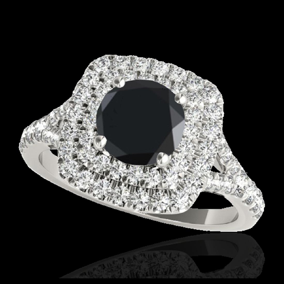 1.60 ctw VS Black Diamond Solitaire Halo Ring 10K White: REF-58X8R - SKU:33361 ---- 1.60 ctw VS Black Diamond Solitaire Halo Ring 10K White Gold Designer Brand Luxury Jewelry, made in the USA Suggested Retail Price: $4,750 Factory offers perfect factory siz