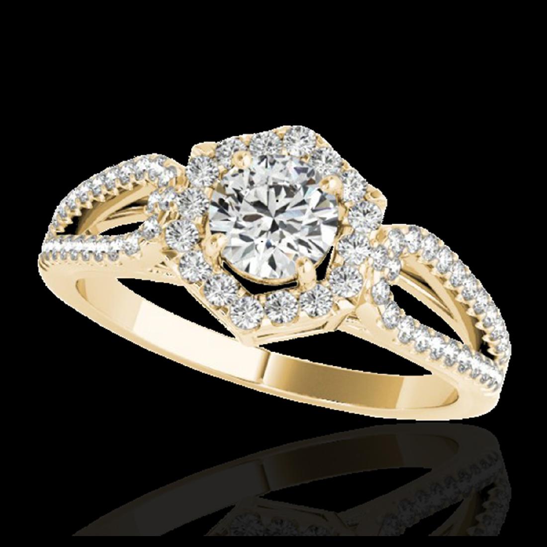 1.43 ctw H-SI/I Diamond Solitaire Halo Ring 10K Yellow: REF-204W5H - SKU:34018 ---- 1.43 ctw H-SI/I Diamond Solitaire Halo Ring 10K Yellow Gold Designer Brand Luxury Jewelry, made in the USA Suggested Retail Price: $16,500 Factory offers perfect factory si