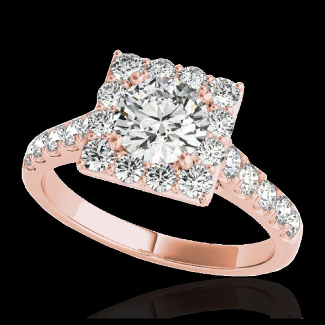 2 ctw H-SI/I Diamond Solitaire Halo Ring 10K Rose Gold: REF-158F2N - SKU:34133 ---- 2 ctw H-SI/I Diamond Solitaire Halo Ring 10K Rose Gold Designer Brand Luxury Jewelry, made in the USA Suggested Retail Price: $11,600 Factory offers perfect factory sizing,