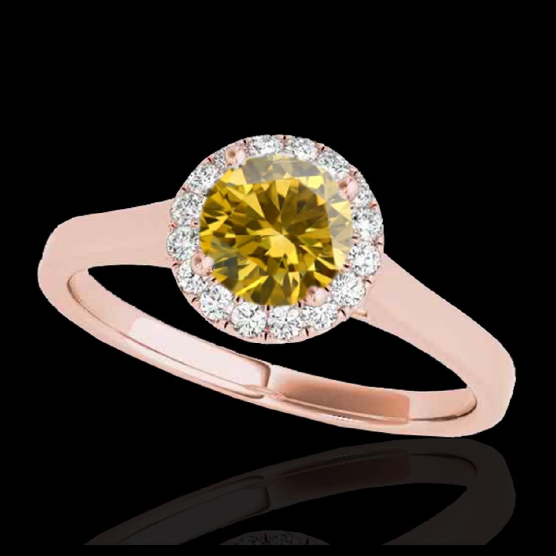 1.11 ctw SI/I Fancy Intense Yellow Diamond Ring 10K: REF-184H3M - SKU:33822 ---- 1.11 ctw SI/I Fancy Intense Yellow Diamond Ring 10K Rose Gold Designer Brand Luxury Jewelry, made in the USA Suggested Retail Price: $16,200 Factory offers perfect factory 