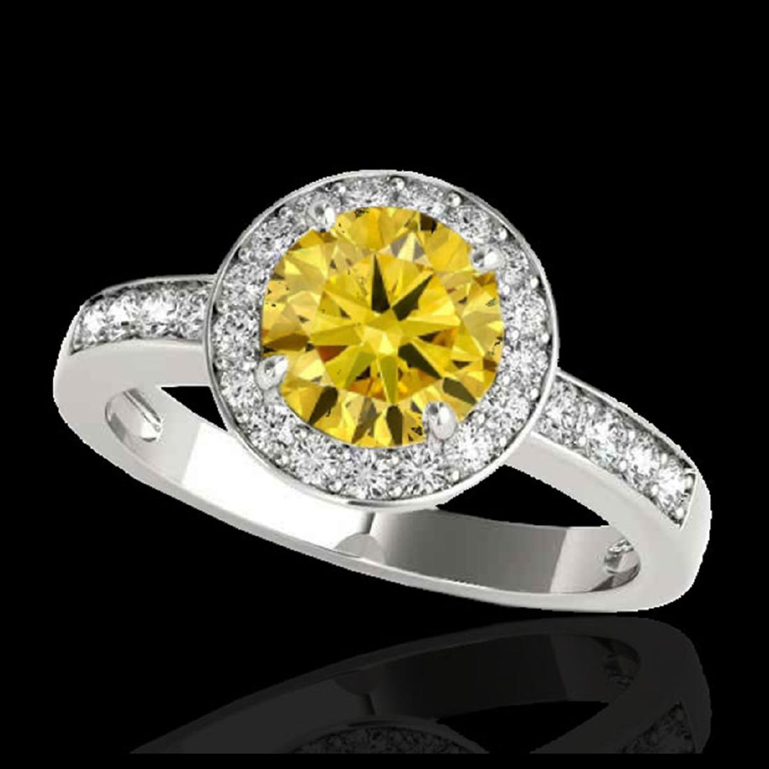 2 ctw SI/I Fancy Intense Yellow Diamond Halo Ring 10K: REF-327N3A - SKU:34358 ---- 2 ctw SI/I Fancy Intense Yellow Diamond Halo Ring 10K White Gold Designer Brand Luxury Jewelry, made in the USA Suggested Retail Price: $26,400 Factory offers perfect facto