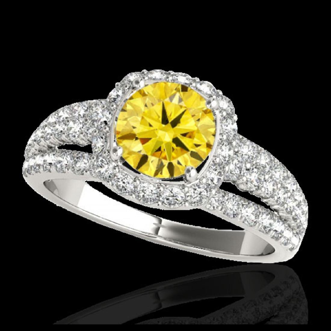 2.25 ctw SI/I Fancy Intense Yellow Diamond Ring 10K: REF-237N3A - SKU:34014 ---- 2.25 ctw SI/I Fancy Intense Yellow Diamond Ring 10K White Gold Designer Brand Luxury Jewelry, made in the USA Suggested Retail Price: $19,150 Factory offers perfect factory