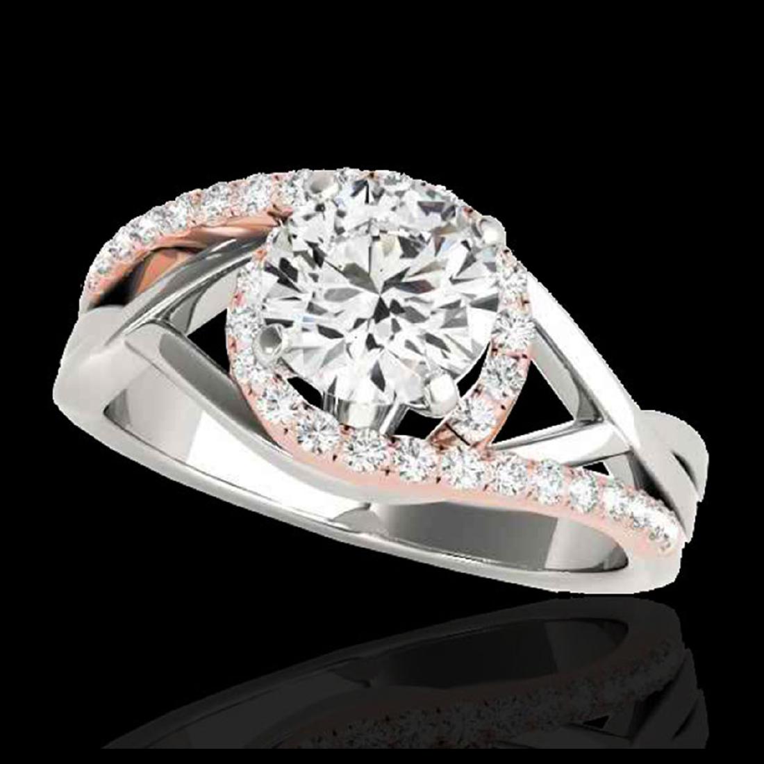 1.55 ctw H-SI/I Diamond Bypass Solitaire Ring 10K White: REF-165F3N - SKU:35085 ---- 1.55 ctw H-SI/I Diamond Bypass Solitaire Ring 10K White & Rose Gold Designer Brand Luxury Jewelry, made in the USA Suggested Retail Price: $13,350 Factory offers perfect fa