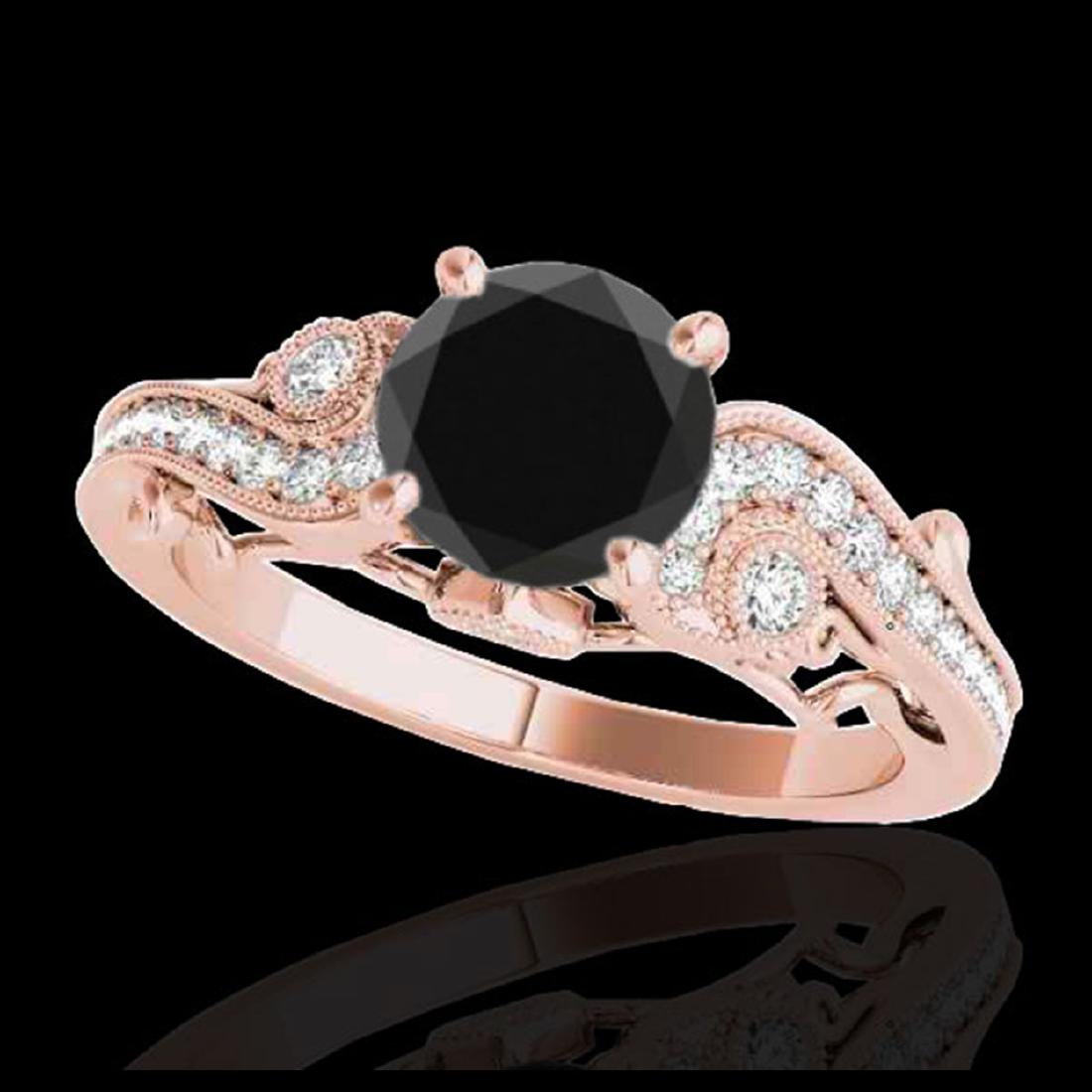 1.50 ctw VS Black Diamond Solitaire Ring 10K Rose Gold: REF-44V6Y - SKU:34805 ---- 1.50 ctw VS Black Diamond Solitaire Ring 10K Rose Gold Designer Brand Luxury Jewelry, made in the USA Suggested Retail Price: $3,600 Factory offers perfect factory sizing, f