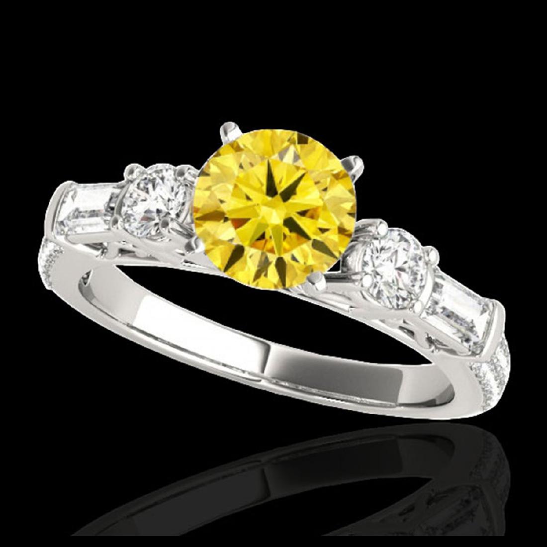 2 ctw SI/I Fancy Intense Yellow Diamond Ring 10K White: REF-166W4H - SKU:35478 ---- 2 ctw SI/I Fancy Intense Yellow Diamond Ring 10K White Gold Designer Brand Luxury Jewelry, made in the USA Suggested Retail Price: $14,650 Factory offers perfect factory si