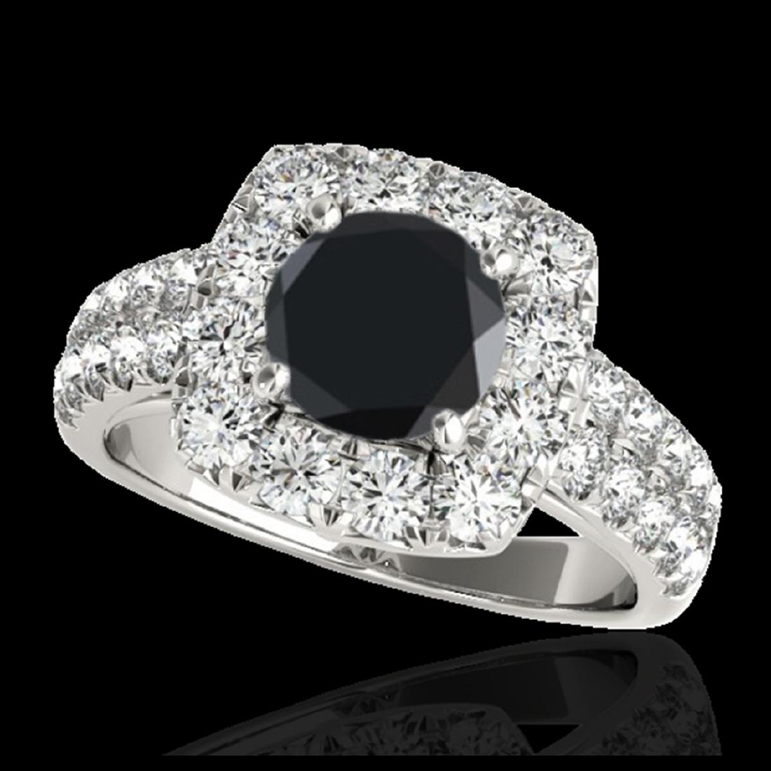 2.25 ctw VS Black Diamond Solitaire Halo Ring 10K White: REF-91Y3X - SKU:33637 ---- 2.25 ctw VS Black Diamond Solitaire Halo Ring 10K White Gold Designer Brand Luxury Jewelry, made in the USA Suggested Retail Price: $7,350 Factory offers perfect factory siz