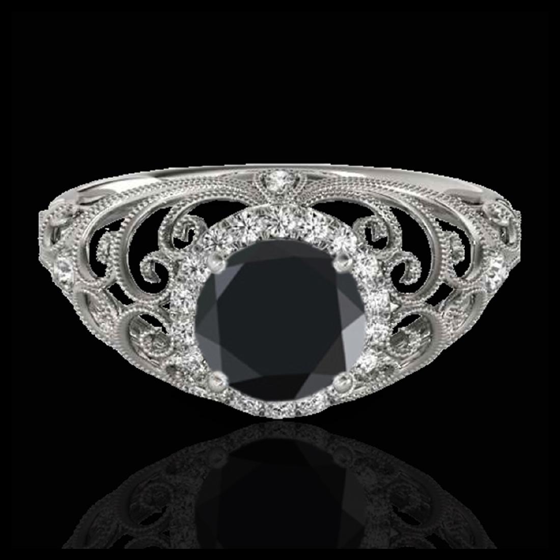 1.22 ctw VS Black Diamond Solitaire Halo Ring 10K White: REF-49W9H - SKU:33781 ---- 1.22 ctw VS Black Diamond Solitaire Halo Ring 10K White Gold Designer Brand Luxury Jewelry, made in the USA Suggested Retail Price: $4,050 Factory offers perfect factory siz