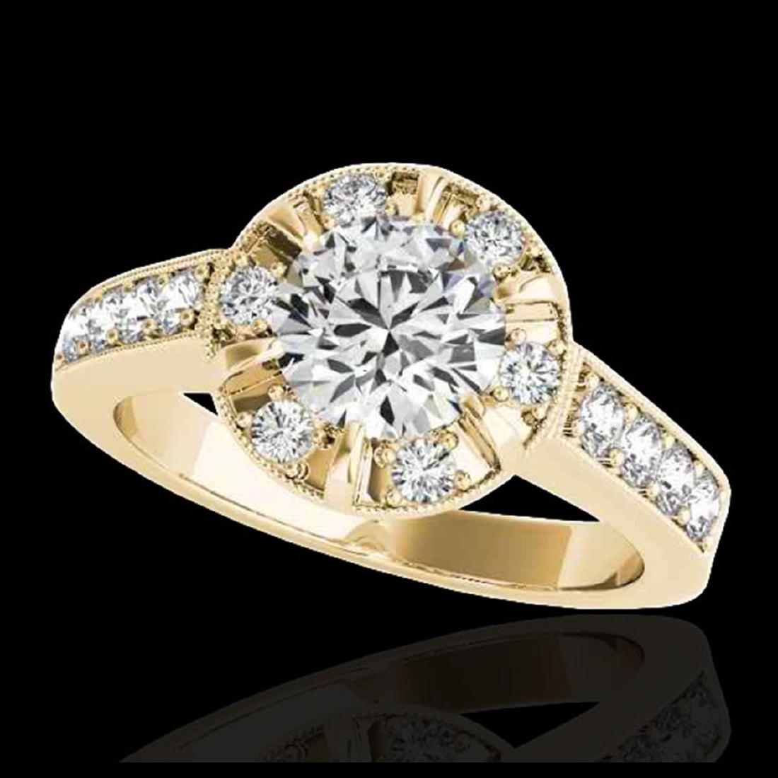 2 ctw H-SI/I Diamond Solitaire Halo Ring 10K Yellow: REF-177M3F - SKU:34488 ---- 2 ctw H-SI/I Diamond Solitaire Halo Ring 10K Yellow Gold Designer Brand Luxury Jewelry, made in the USA Suggested Retail Price: $14,300 Factory offers perfect factory sizin
