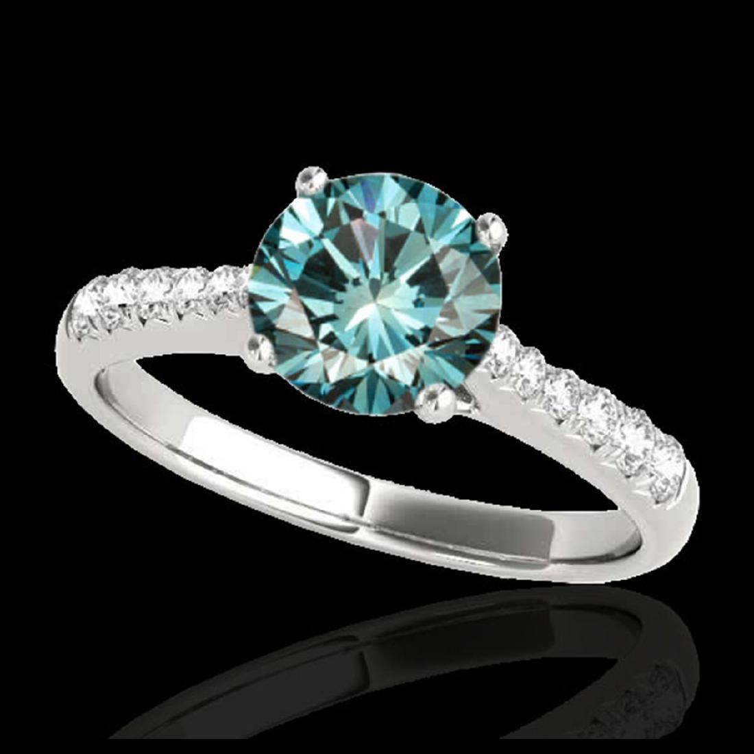 1.25 ctw SI Fancy Blue Diamond Solitaire Ring 10K White: REF-117N3A - SKU:34824 ---- 1.25 ctw SI Fancy Blue Diamond Solitaire Ring 10K White Gold Designer Brand Luxury Jewelry, made in the USA Suggested Retail Price: $9,450 Factory offers perfect factory si