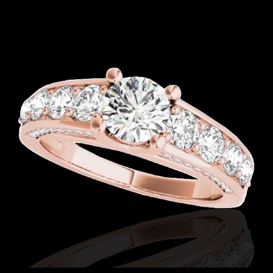 2.55 ctw H-SI/I Diamond Solitaire Ring 10K Rose Gold -: REF-220M9F - SKU:35508 ---- 2.55 ctw H-SI/I Diamond Solitaire Ring 10K Rose Gold Designer Brand Luxury Jewelry, made in the USA Suggested Retail Price: $17,800 Factory offers perfect factory sizing, f