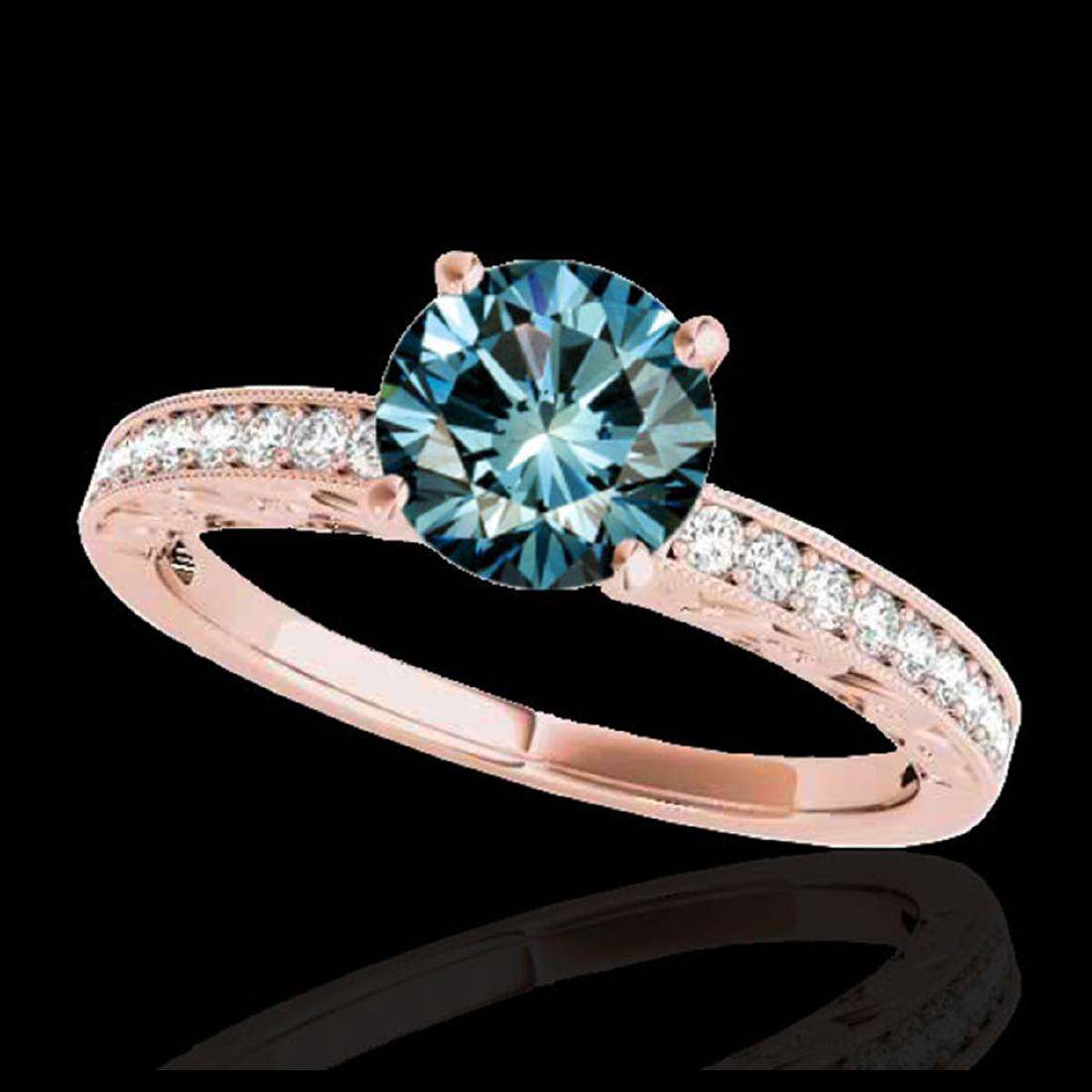 1.43 ctw SI Blue Diamond Solitaire Ring 10K Rose Gold -: REF-163N6A - SKU:34618 ---- 1.43 ctw SI Blue Diamond Solitaire Ring 10K Rose Gold Designer Brand Luxury Jewelry, made in the USA Suggested Retail Price: $13,200 Factory offers perfect factory sizing, 