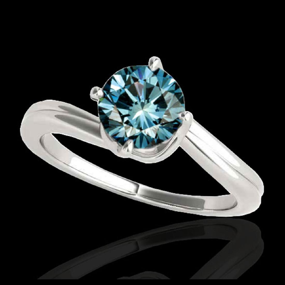 1 ctw SI Fancy Blue Diamond Bypass Solitaire Ring 10K: REF-105Y8X - SKU:35034 ---- 1 ctw SI Fancy Blue Diamond Bypass Solitaire Ring 10K White Gold Designer Brand Luxury Jewelry, made in the USA Suggested Retail Price: $9,300 Factory offers perfect factor
