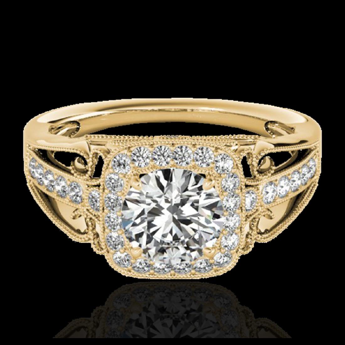 1.30 ctw H-SI/I Diamond Solitaire Halo Ring 10K Yellow: REF-124X3R - SKU:33771 ---- 1.30 ctw H-SI/I Diamond Solitaire Halo Ring 10K Yellow Gold Designer Brand Luxury Jewelry, made in the USA Suggested Retail Price: $9,100 Factory offers perfect factory siz