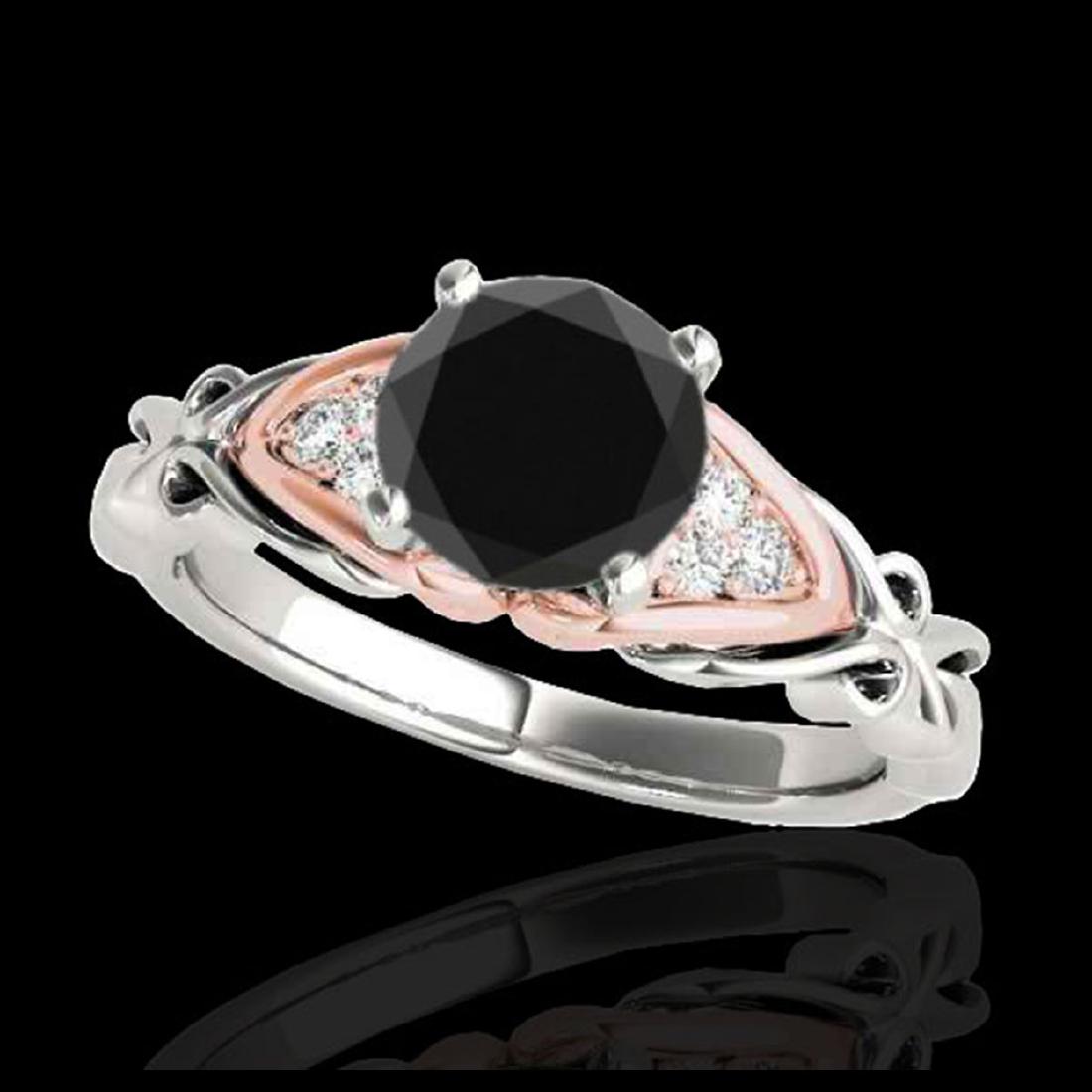 1.35 ctw VS Black Diamond Solitaire Ring 10K White &: REF-41X2R - SKU:35211 ---- 1.35 ctw VS Black Diamond Solitaire Ring 10K White & Rose Gold Designer Brand Luxury Jewelry, made in the USA Suggested Retail Price: $3,300 Factory offers perfect factory s