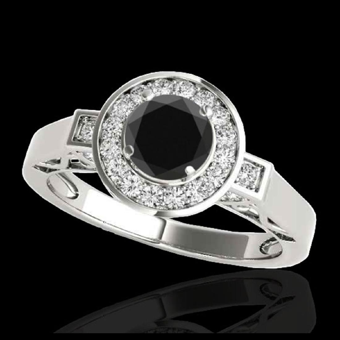 1.75 ctw VS Black Diamond Solitaire Halo Ring 10K White: REF-54W2H - SKU:34579 ---- 1.75 ctw VS Black Diamond Solitaire Halo Ring 10K White Gold Designer Brand Luxury Jewelry, made in the USA Suggested Retail Price: $4,350 Factory offers perfect factory siz