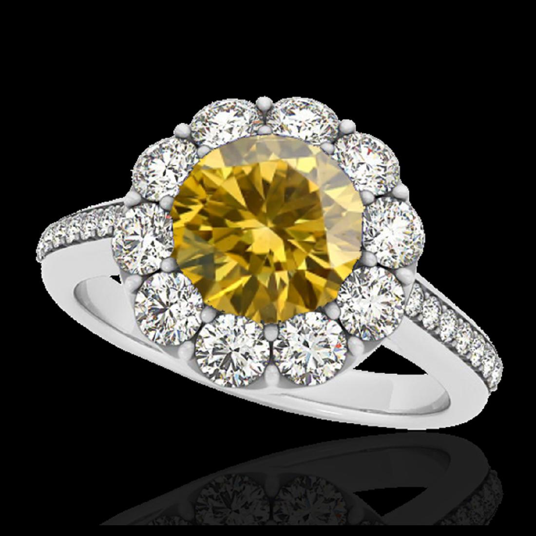 2.75 ctw SI/I Fancy Intense Yellow Diamond Ring 10K: REF-253Y4X - SKU:33257 ---- 2.75 ctw SI/I Fancy Intense Yellow Diamond Ring 10K White Gold Designer Brand Luxury Jewelry, made in the USA Suggested Retail Price: $20,450 Factory offers perfect factory