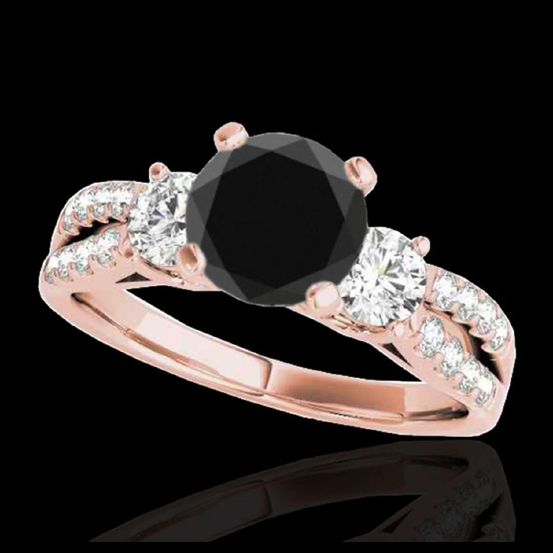 1.50 ctw VS Black Diamond 3 Stone Solitaire Ring 10K: REF-61M4F - SKU:35407 ---- 1.50 ctw VS Black Diamond 3 Stone Solitaire Ring 10K Rose Gold Designer Brand Luxury Jewelry, made in the USA Suggested Retail Price: $4,950 Factory offers perfect factory s