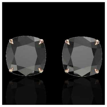 12 ctw Cushion Black VS/SI Diamond Earrings 14K Rose