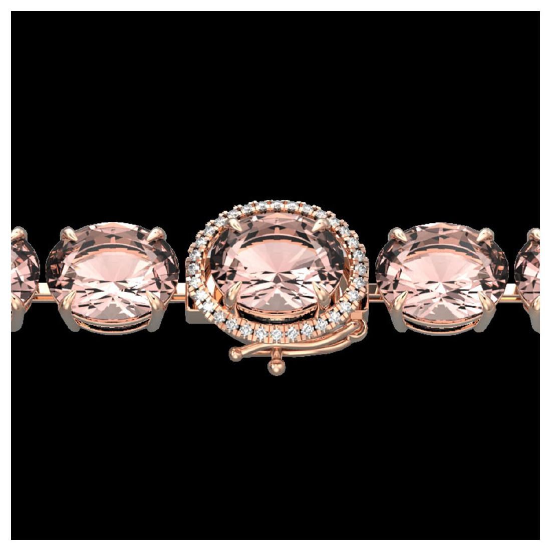 67 ctw Morganite & Diamond Bracelet 14K Rose Gold -: REF-763V6Y - SKU:22268 ---- 67 ctw Morganite & Diamond Bracelet 14K Rose Gold Designer Brand Luxury Jewelry, made in the USA Suggested Retail Price: $54,600 Factory offers perfect factory sizing, for 