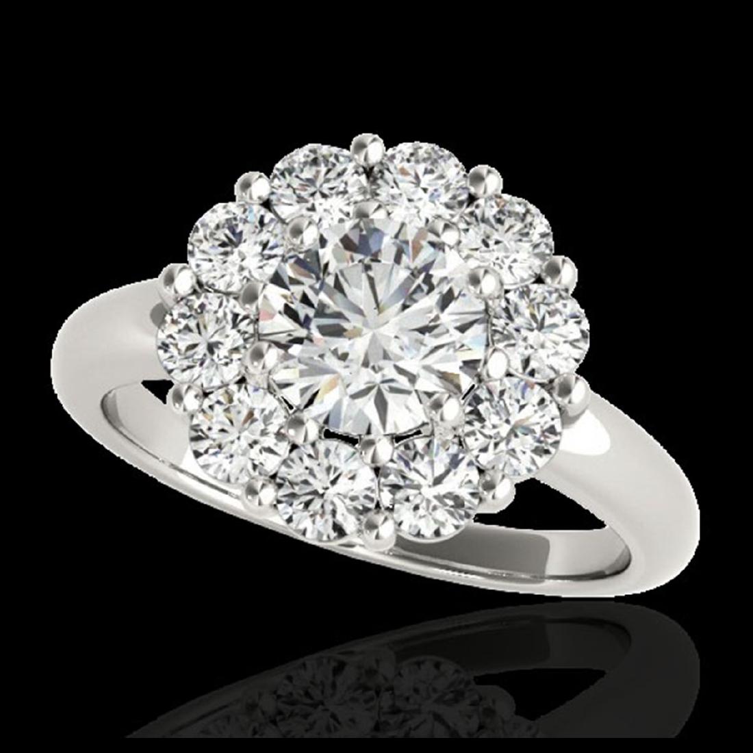 2.09 ctw H-SI/I Diamond Solitaire Halo Ring 10K White: REF-188A2V - SKU:34423 ---- 2.09 ctw H-SI/I Diamond Solitaire Halo Ring 10K White Gold Designer Brand Luxury Jewelry, made in the USA Suggested Retail Price: $13,800 Factory offers perfect factory siz