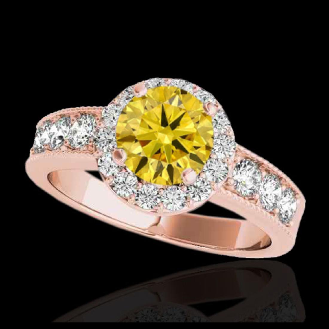 1.85 ctw SI/I Fancy Intense Yellow Diamond Ring 10K: REF-211Y4X - SKU:34539 ---- 1.85 ctw SI/I Fancy Intense Yellow Diamond Ring 10K Rose Gold Designer Brand Luxury Jewelry, made in the USA Suggested Retail Price: $18,600 Factory offers perfect factory 
