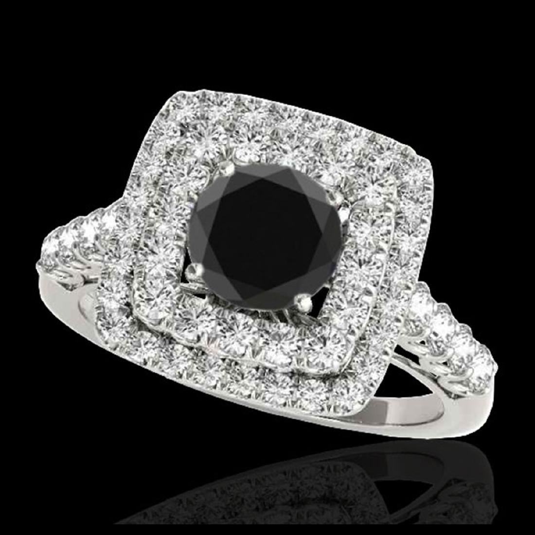 2.3 ctw VS Black Diamond Solitaire Halo Ring 10K White: REF-88W9H - SKU:34597 ---- 2.3 ctw VS Black Diamond Solitaire Halo Ring 10K White Gold Designer Brand Luxury Jewelry, made in the USA Suggested Retail Price: $7,150 Factory offers perfect factory sizi