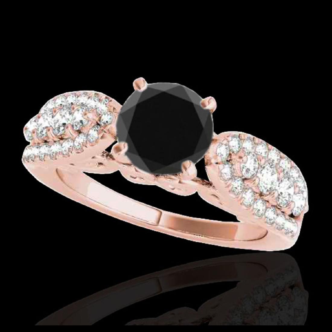 1.70 ctw VS Black Diamond Solitaire Ring 10K Rose Gold: REF-67V3Y - SKU:35263 ---- 1.70 ctw VS Black Diamond Solitaire Ring 10K Rose Gold Designer Brand Luxury Jewelry, made in the USA Suggested Retail Price: $5,400 Factory offers perfect factory sizing, f