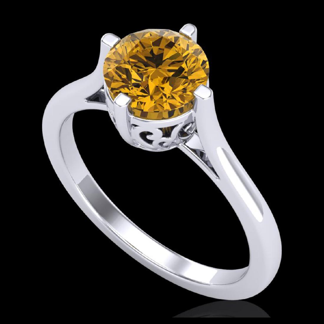 1.25 ctw Intense Fancy Yellow Diamond Art Deco Ring 18K: REF-345X5R - SKU:38064 ---- 1.25 ctw Intense Fancy Yellow Diamond Art Deco Ring 18K White Gold Designer Brand Luxury Jewelry, made in the USA Suggested Retail Price: $22,800 Factory offers perfect fac