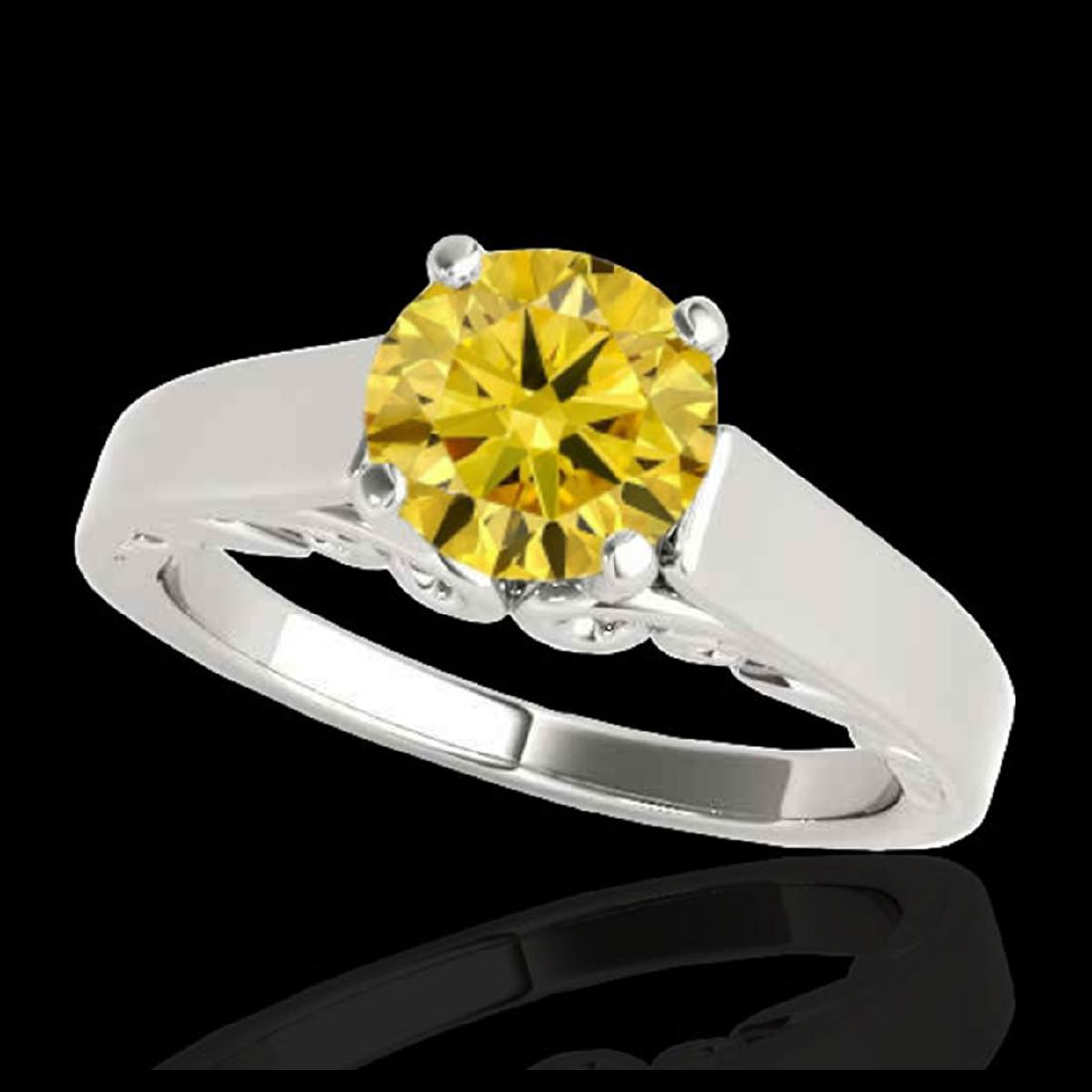 1.25 ctw SI/I Fancy Intense Yellow Diamond Ring 10K: REF-238A6V - SKU:35153 ---- 1.25 ctw SI/I Fancy Intense Yellow Diamond Ring 10K White Gold Designer Brand Luxury Jewelry, made in the USA Suggested Retail Price: $21,000 Factory offers perfect factory