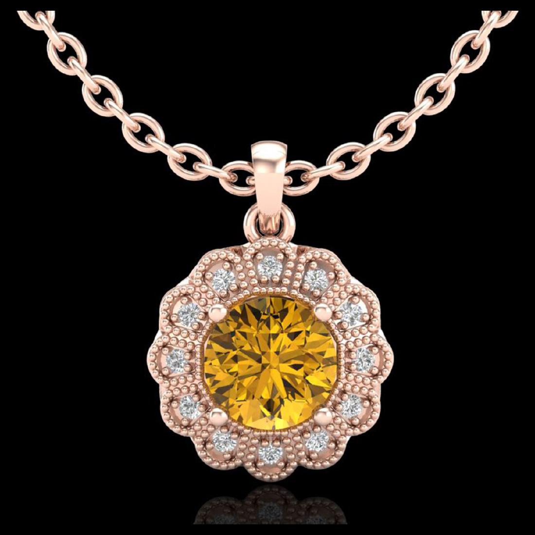 1.15 ctw Intense Fancy Yellow Diamond Art Deco Necklace: REF-272X7R - SKU:37848 ---- 1.15 ctw Intense Fancy Yellow Diamond Art Deco Necklace 18K Rose Gold Designer Brand Luxury Jewelry, made in the USA Suggested Retail Price: $18,000 Factory offers perfect 