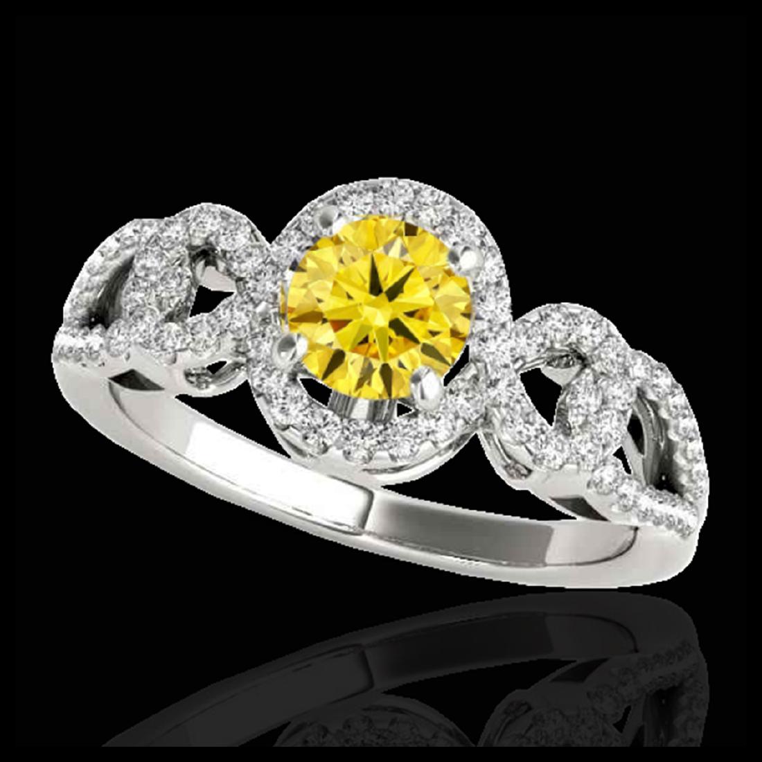 1.38 ctw SI/I Fancy Intense Yellow Diamond Ring 10K: REF-188W2H - SKU:33925 ---- 1.38 ctw SI/I Fancy Intense Yellow Diamond Ring 10K White Gold Designer Brand Luxury Jewelry, made in the USA Suggested Retail Price: $16,550 Factory offers perfect factory