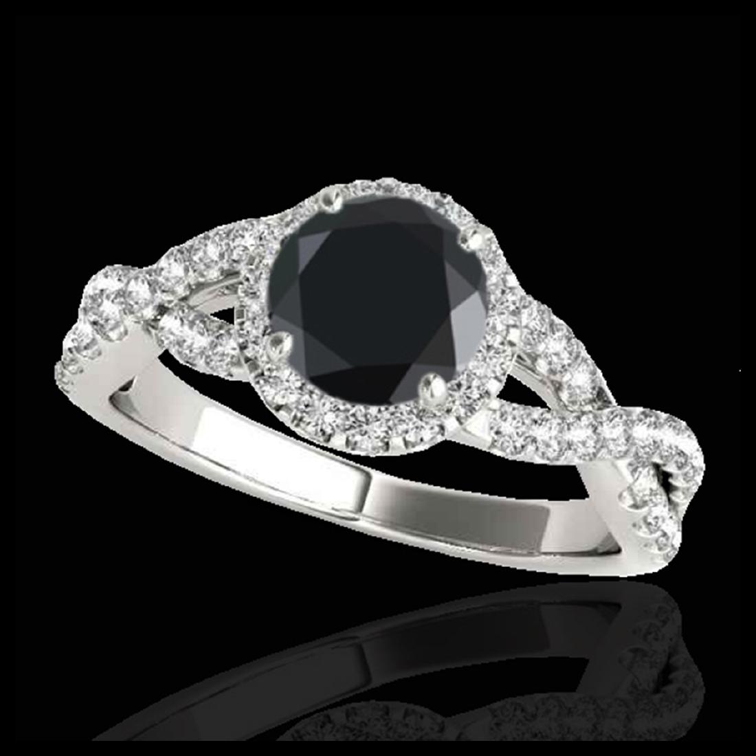 1.54 ctw VS Black Diamond Solitaire Halo Ring 10K White: REF-54K2W - SKU:33790 ---- 1.54 ctw VS Black Diamond Solitaire Halo Ring 10K White Gold Designer Brand Luxury Jewelry, made in the USA Suggested Retail Price: $4,350 Factory offers perfect factory siz