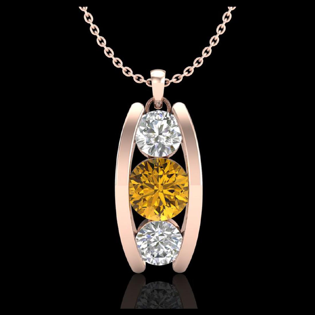1.07 ctw Intense Fancy Yellow Diamond Art Deco Necklace: REF-136V4Y - SKU:37778 ---- 1.07 ctw Intense Fancy Yellow Diamond Art Deco Necklace 18K Rose Gold Designer Brand Luxury Jewelry, made in the USA Suggested Retail Price: $8,250 Factory offers perfect f